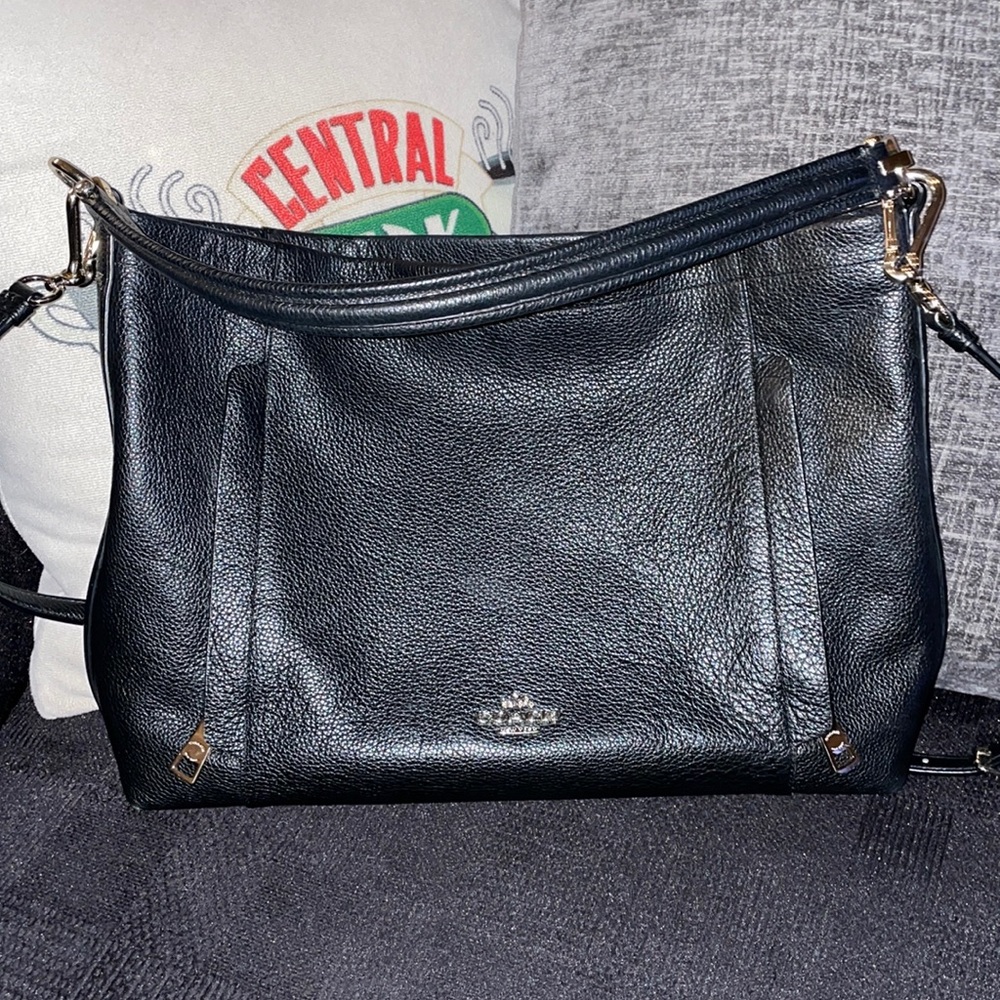 Coach black leather satchel